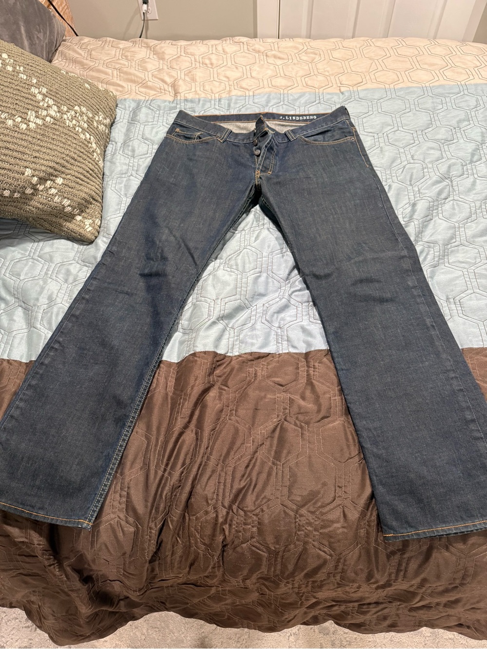 J.LINDEBERG Men Straight Leg Jeans Size W36 L32 Blue Denim